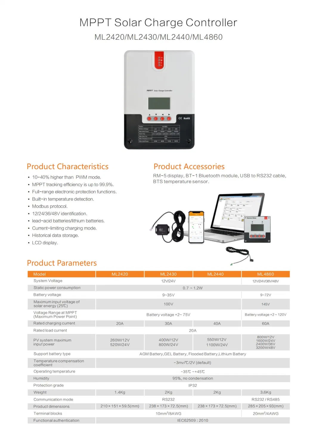 MPPT Solar Charge Controller Panel Pump Solar Controller Solar Charge Controller Waterproof